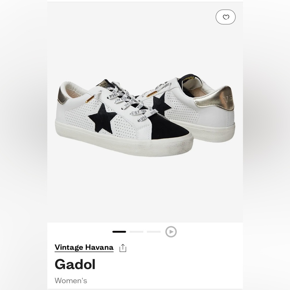 Vintage Havana Gadol Sneakers, Black/White, Sz 7.5